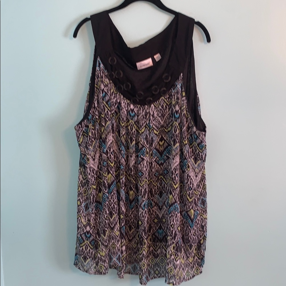 Avenue Black and Blue Embellished Blouse